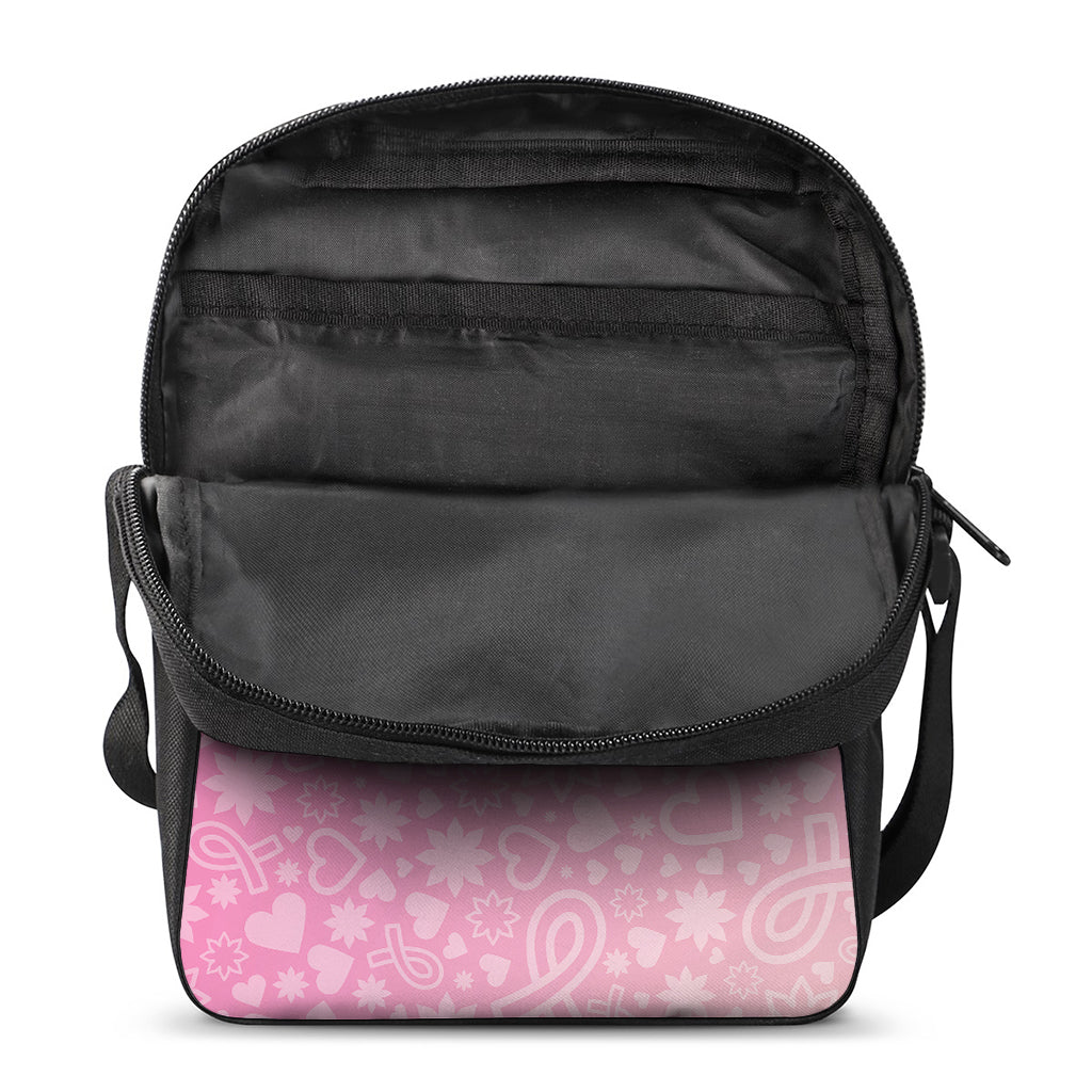Cute Pink Breast Cancer Pattern Print Rectangular Crossbody Bag
