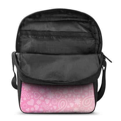 Cute Pink Breast Cancer Pattern Print Rectangular Crossbody Bag