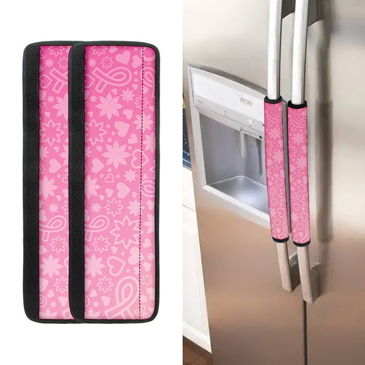 Cute Pink Breast Cancer Pattern Print Refrigerator Handle Covers