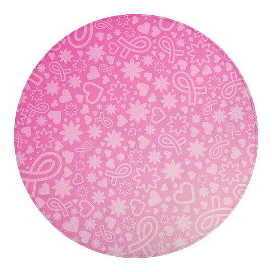 Cute Pink Breast Cancer Pattern Print Round Blanket