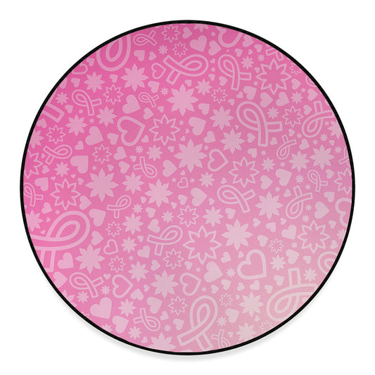 Cute Pink Breast Cancer Pattern Print Round Floor Mat