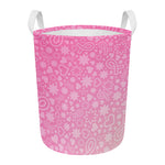 Cute Pink Breast Cancer Pattern Print Round Laundry Basket