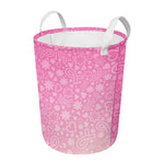 Cute Pink Breast Cancer Pattern Print Round Laundry Basket