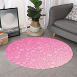 Cute Pink Breast Cancer Pattern Print Round Rug