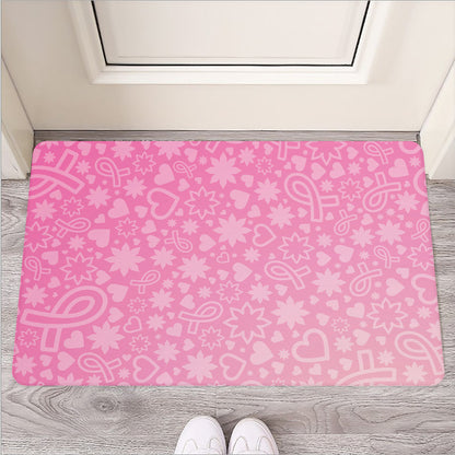 Cute Pink Breast Cancer Pattern Print Rubber Doormat
