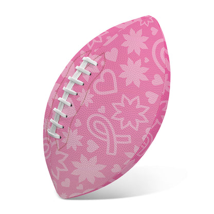 Cute Pink Breast Cancer Pattern Print Rugby Ball