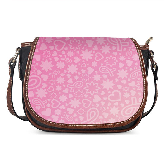 Cute Pink Breast Cancer Pattern Print Saddle Bag