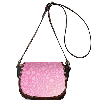 Cute Pink Breast Cancer Pattern Print Saddle Bag