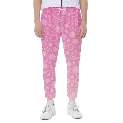 Cute Pink Breast Cancer Pattern Print Scuba Joggers