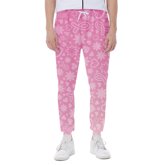 Cute Pink Breast Cancer Pattern Print Scuba Joggers