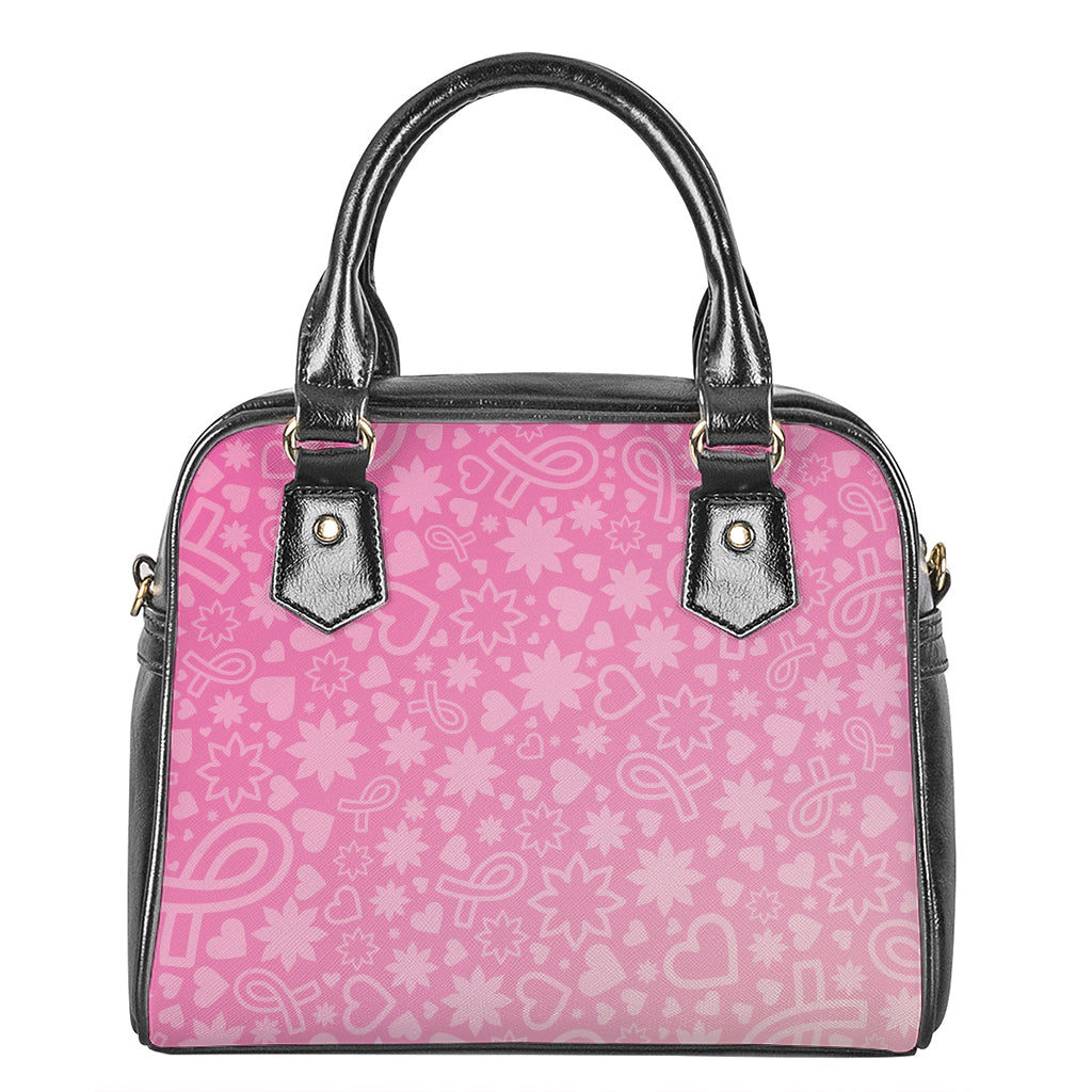 Cute Pink Breast Cancer Pattern Print Shoulder Handbag