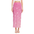 Cute Pink Breast Cancer Pattern Print Side Slit Maxi Skirt