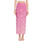 Cute Pink Breast Cancer Pattern Print Side Slit Maxi Skirt