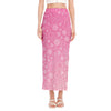 Cute Pink Breast Cancer Pattern Print Side Slit Maxi Skirt