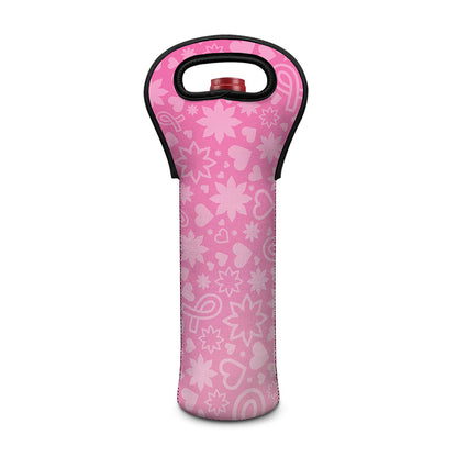 Cute Pink Breast Cancer Pattern Print Single Neoprene Wine Tote