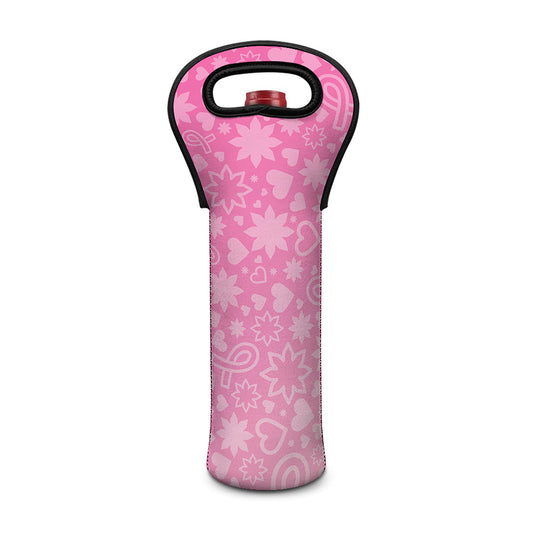 Cute Pink Breast Cancer Pattern Print Single Neoprene Wine Tote