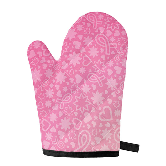 Cute Pink Breast Cancer Pattern Print Single Oven Mitt