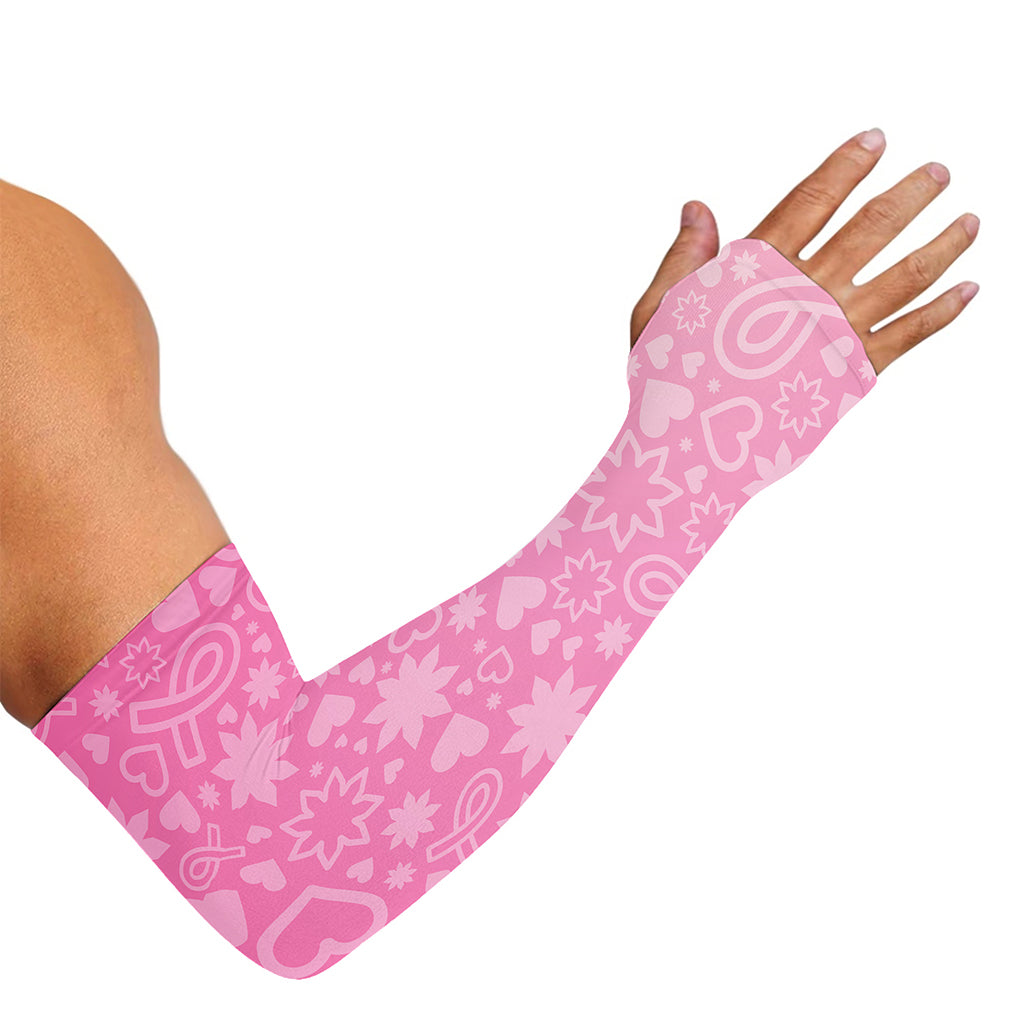 Cute Pink Breast Cancer Pattern Print Sun Protection Arm Sleeves