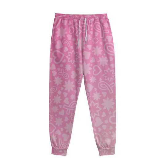 Cute Pink Breast Cancer Pattern Print Sweatpants