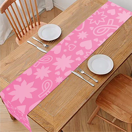 Cute Pink Breast Cancer Pattern Print Table Runner
