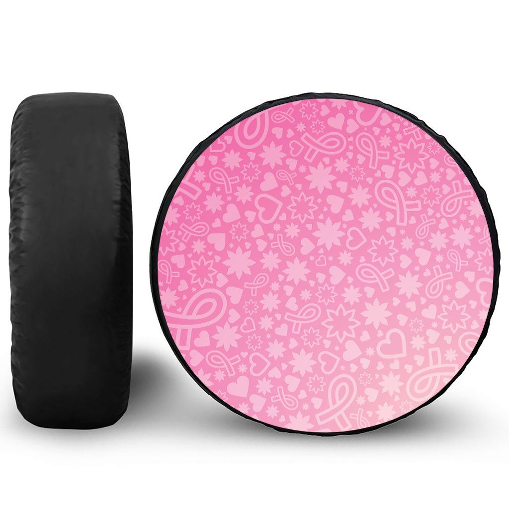 Cute Pink Breast Cancer Pattern Print Tire Cover