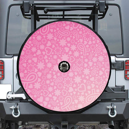 Cute Pink Breast Cancer Pattern Print Tire Cover With Camera Hole