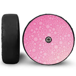Cute Pink Breast Cancer Pattern Print Tire Cover With Camera Hole
