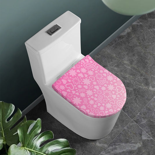 Cute Pink Breast Cancer Pattern Print Toilet Lid Cover