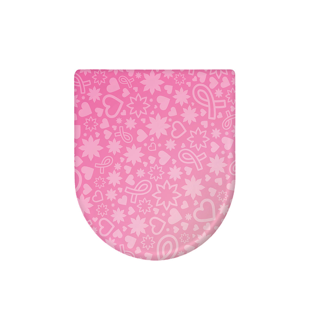 Cute Pink Breast Cancer Pattern Print Toilet Lid Cover