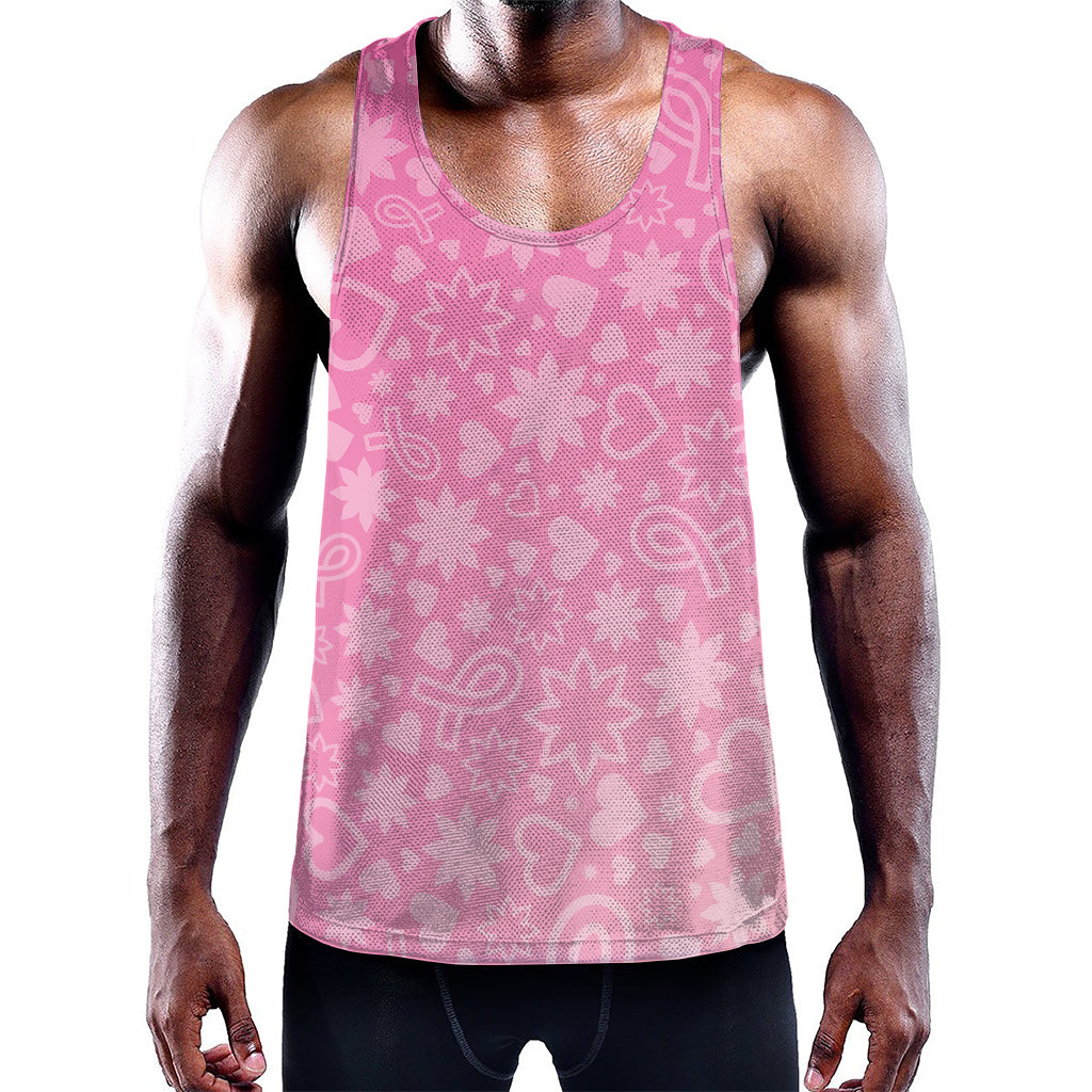 Cute Pink Breast Cancer Pattern Print Training Tank Top