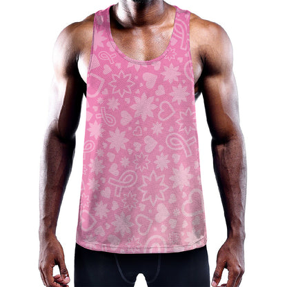 Cute Pink Breast Cancer Pattern Print Training Tank Top