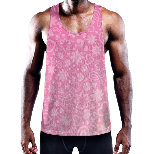 Cute Pink Breast Cancer Pattern Print Training Tank Top