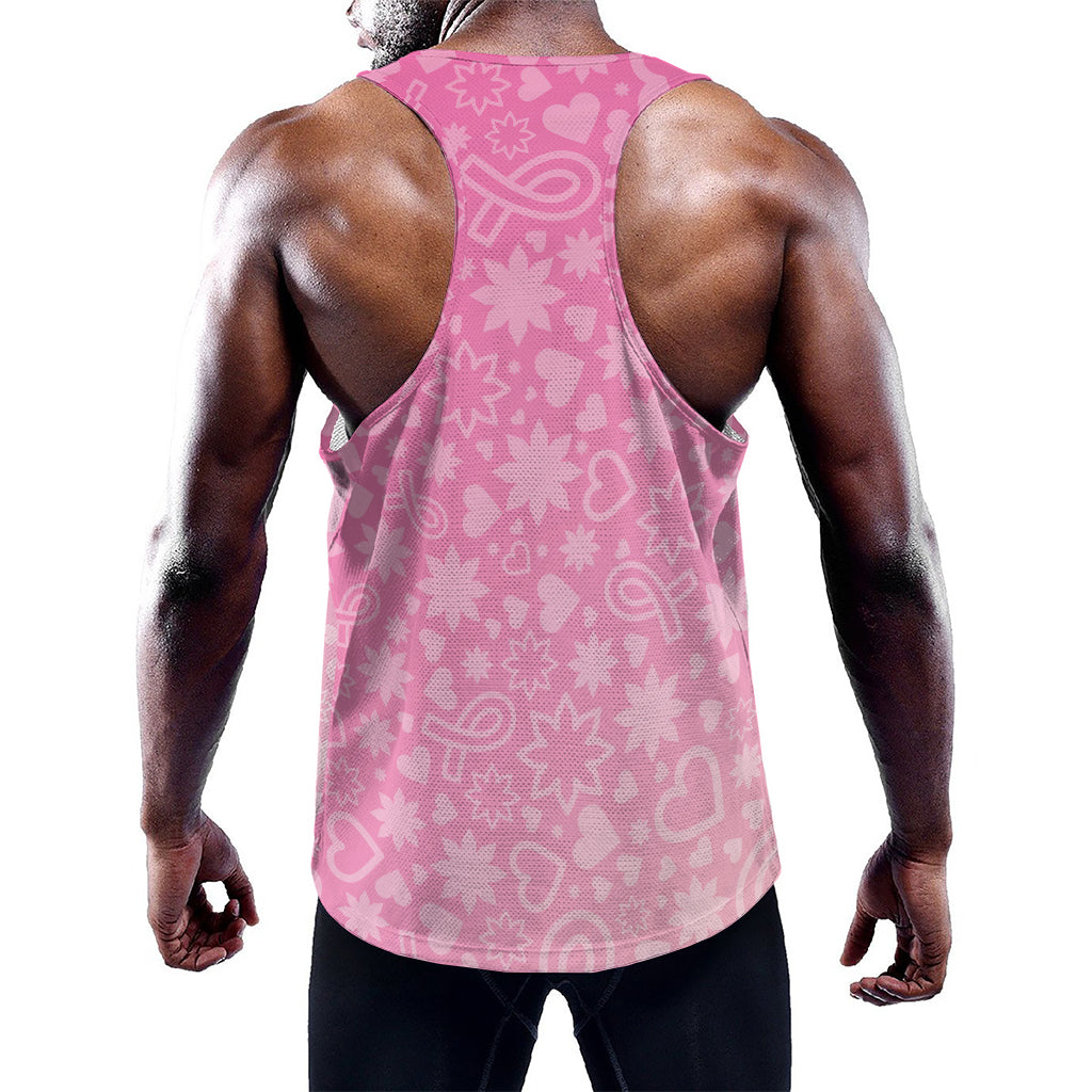 Cute Pink Breast Cancer Pattern Print Training Tank Top