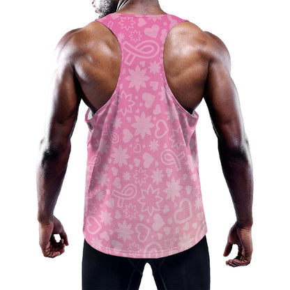 Cute Pink Breast Cancer Pattern Print Training Tank Top