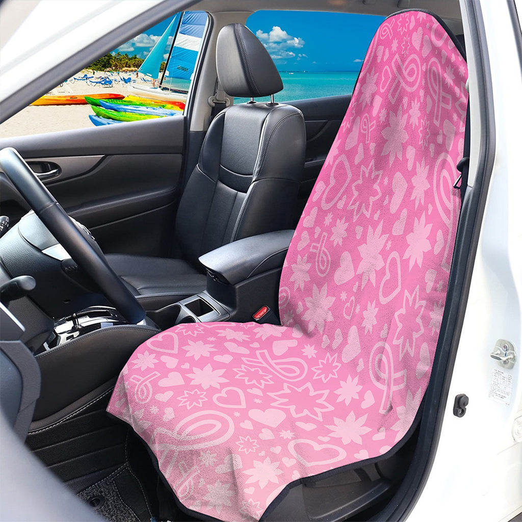 Cute Pink Breast Cancer Pattern Print Waterproof Car Seat Cover