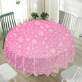 Cute Pink Breast Cancer Pattern Print Waterproof Round Tablecloth