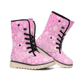 Cute Pink Breast Cancer Pattern Print Winter Boots