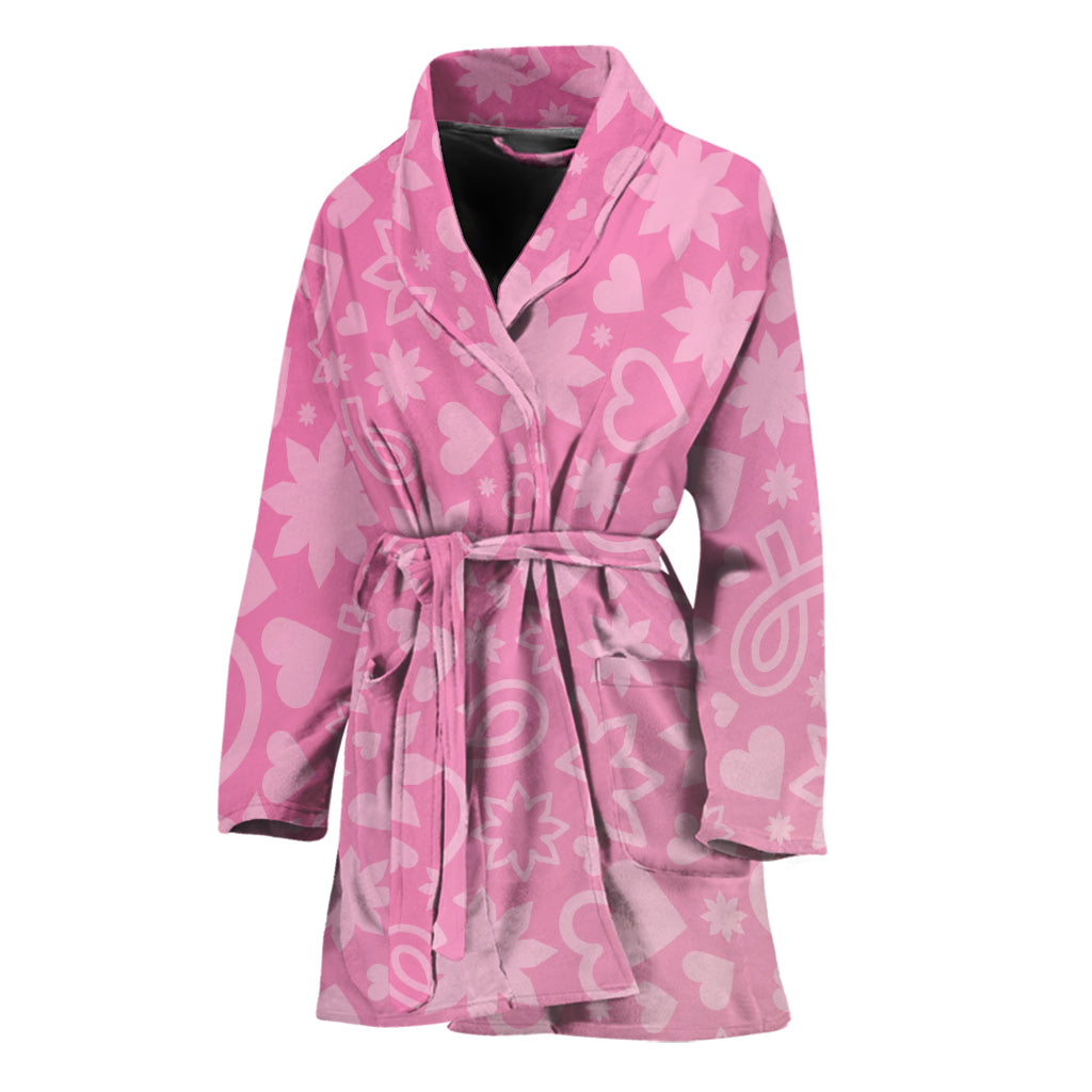 Cute Pink Breast Cancer Pattern Print Women's Bathrobe