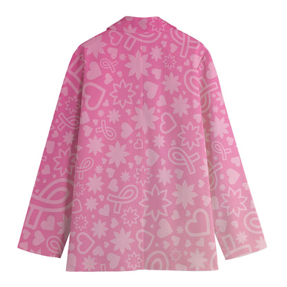 Cute Pink Breast Cancer Pattern Print Women's Blazer