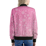 Cute Pink Breast Cancer Pattern Print Women's Bomber Jacket