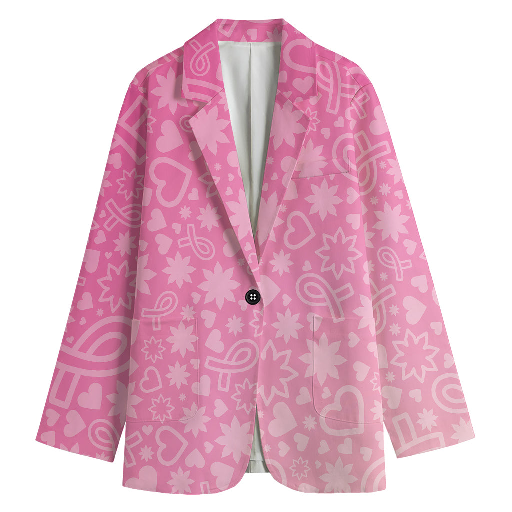 Cute Pink Breast Cancer Pattern Print Women's Cotton Blazer