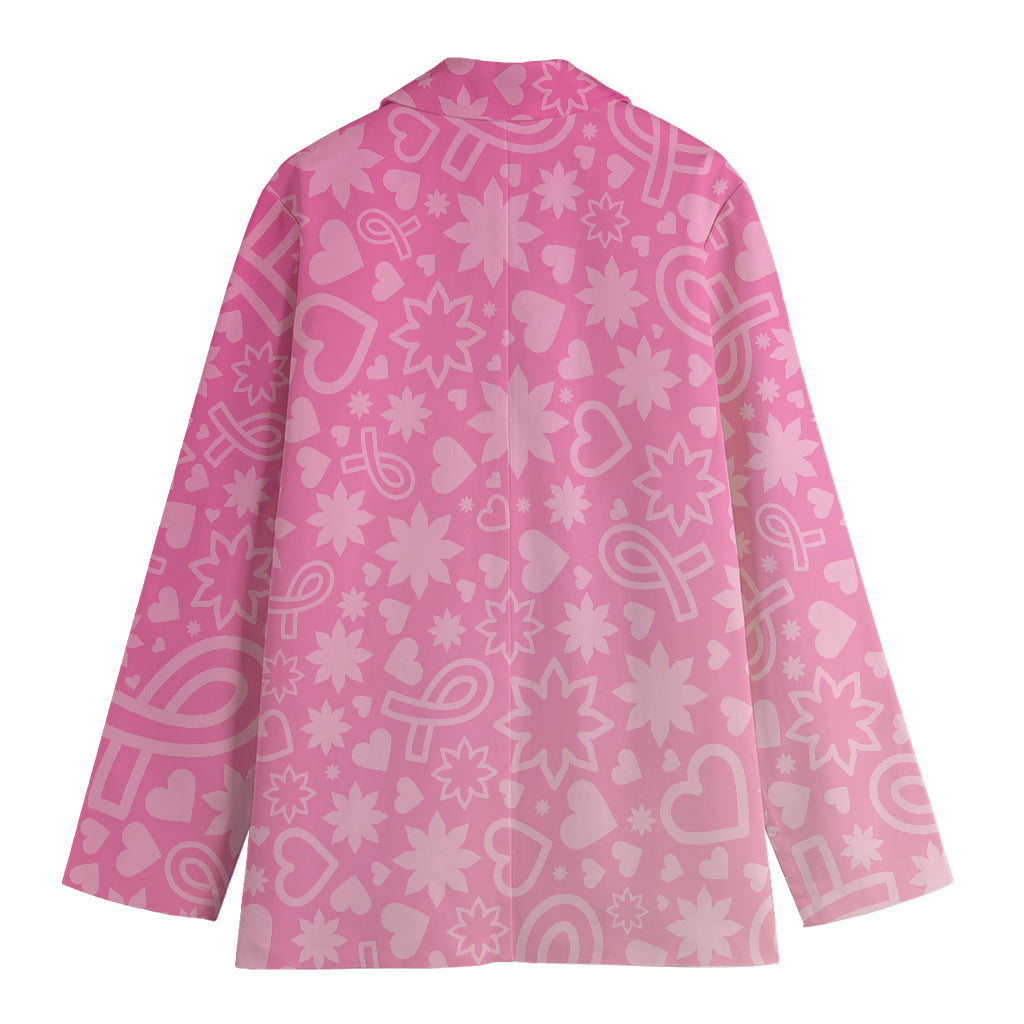 Cute Pink Breast Cancer Pattern Print Women's Cotton Blazer