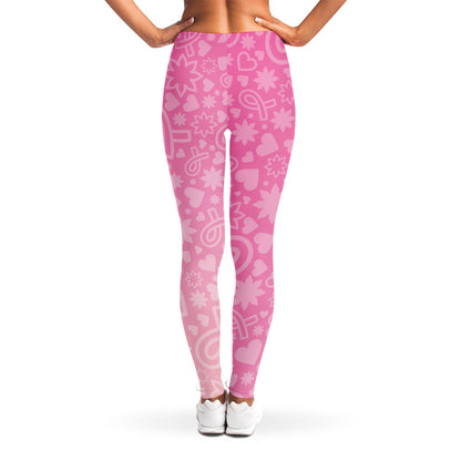 Cute Pink Breast Cancer Pattern Print Women's Leggings