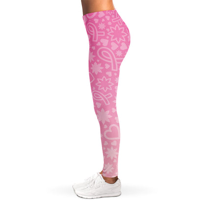 Cute Pink Breast Cancer Pattern Print Women's Leggings