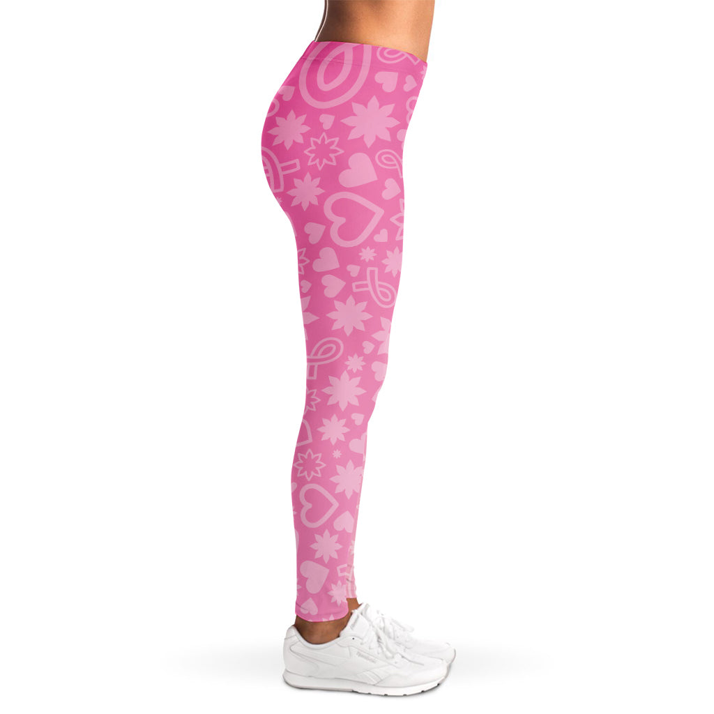 Cute Pink Breast Cancer Pattern Print Women's Leggings