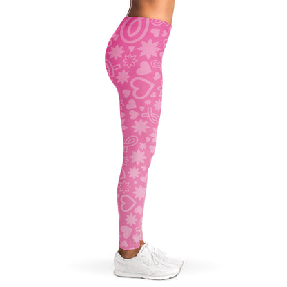 Cute Pink Breast Cancer Pattern Print Women's Leggings