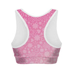 Cute Pink Breast Cancer Pattern Print Women's Sports Bra