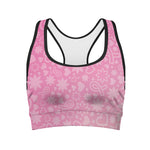 Cute Pink Breast Cancer Pattern Print Women's Sports Bra