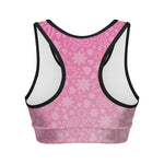 Cute Pink Breast Cancer Pattern Print Women's Sports Bra