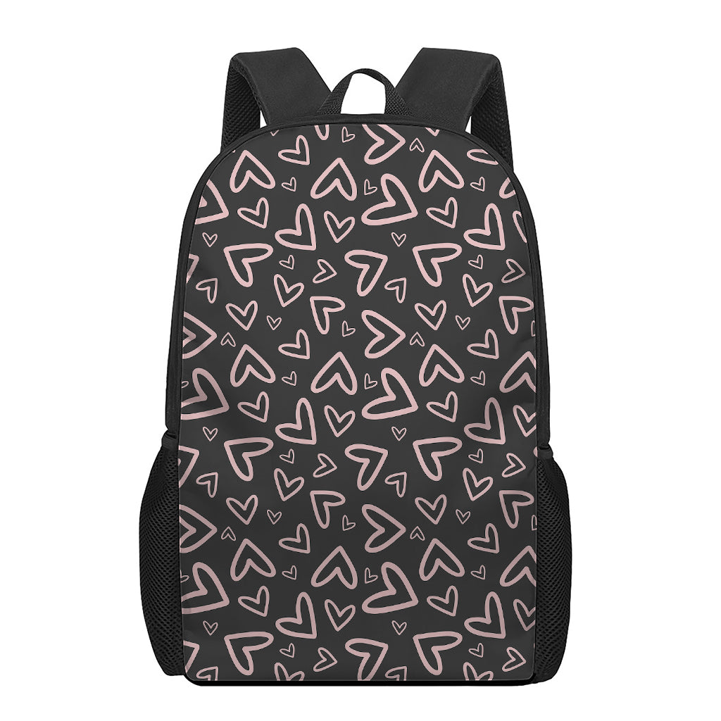 Cute Pink Heart Pattern Print 17 Inch Backpack